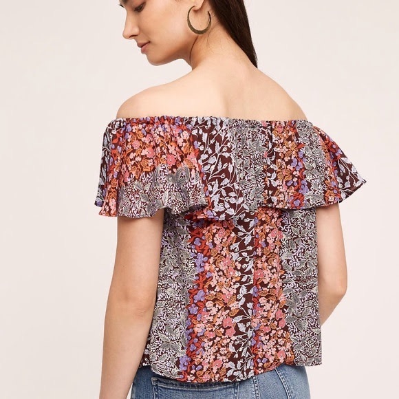 SOLD 💜 Anthropologie Maeve Off the Shoulder Top - Picture 1 of 3